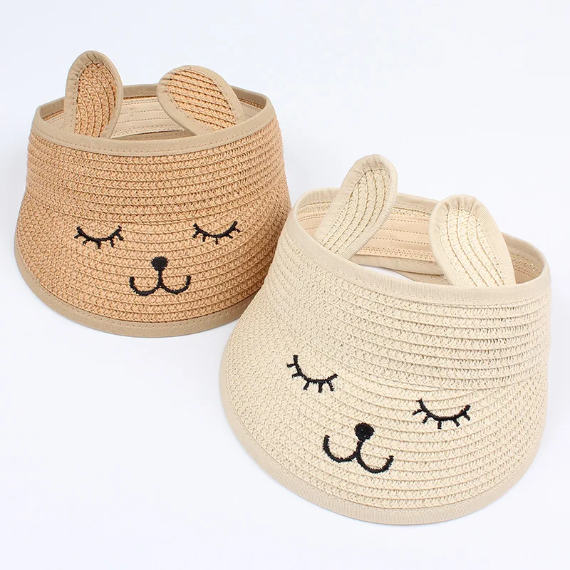 Соломенная шляпа с заячьими ушками для малышей летняя кепка от солнца мальчиков