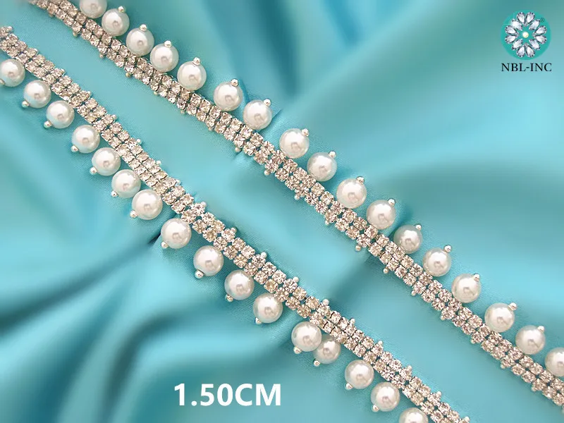 

(20 yards) Wholesale silver clear rhinestone trim sew on for wedding evening dresses WDD0891