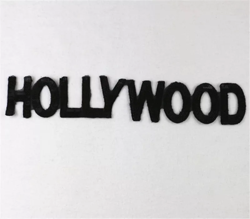 Black HOLLOYWOOD Штора для любви Голливуд письмо блестки полоски вышитые патч Аппликация утюг на патчи для одежды стикер - Цвет: Black HOLLOYWOOD