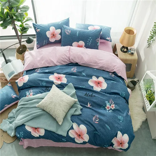flower blue Комплект постельного белья Летний Фруктовый пододеяльник Королева Король скандинавском стиле постельное белье серый плоский лист Синий Постельное белье супер король постельное белье - Цвет: flower blue