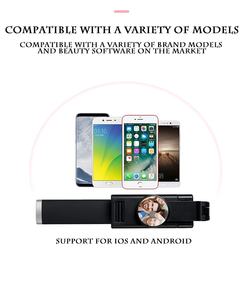 selfie stick Live self-timer artifact with rear view mirror in-one folding horizontal and vertical shot Bluetooth mobile phone |