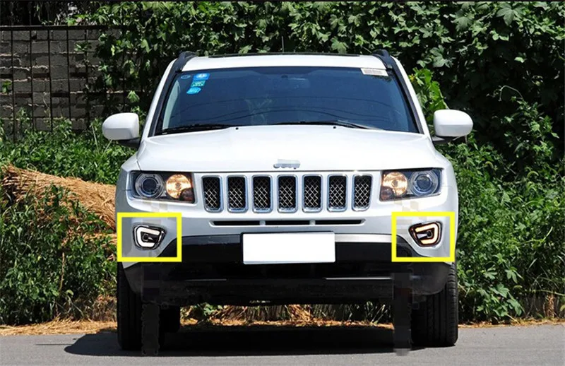 СВЕТОДИОДНЫЙ DRL для Jeep Compass 2011 2014 ксеноновый Белый светодиодный желтый сигнал