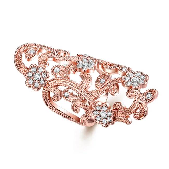 2017 Горячее предложение ретро полое большое кольцо с цирконом для женщин розовое