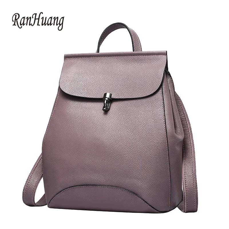 RanHuang Women Genuine Leather Backpack 2021 Fashion Backpack Ladies Rucksacks School Bags For Teenage Girls mochila A320