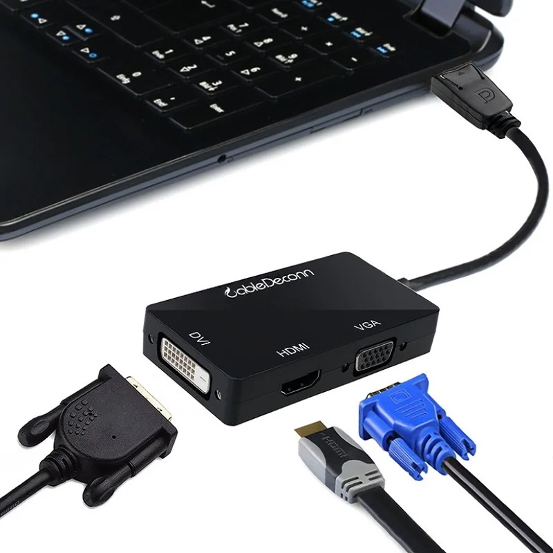 DisplayPort DP папа к DVI/HDMI 4 K/VGA Женский кабель 1080P HDTV 3в1 адаптер конвертер Черный Белый