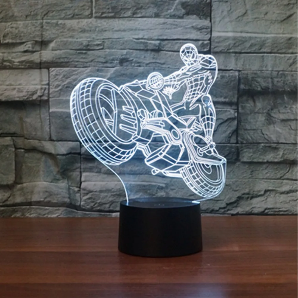 7 Colors Changing Desk Lamp Motobicyvle Shape Touch Table 3D LED Night Light Stereoscopic Illumination | Лампы и освещение