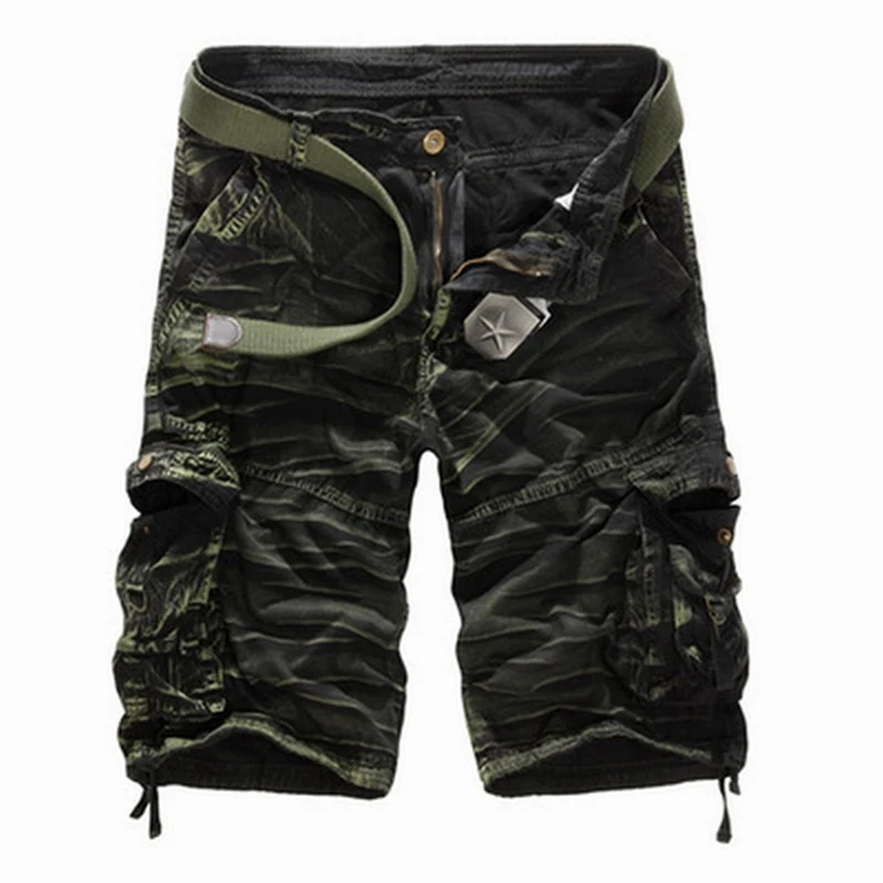 Army Green Camo LASPERAL камуфляжные карго шорты мужские повседневные шорты мужские свободные рабочие шорты мужские военные короткие брюки размера плюс без пояса - Цвет: Army Green Camo