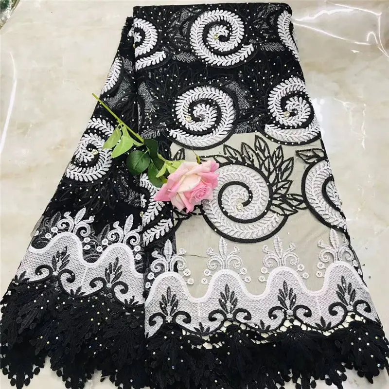 BlackWin Nigerian lace fabrics Elegant with stone Material Style For Women 5 Yards Beautiful Wine French Lace Fabric -J5 | Дом и сад