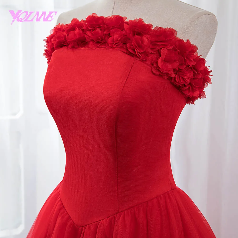 YQLNNE красные платья с цветами 2018 для Quinceanera бальное платье на шнуровке милое 16 15