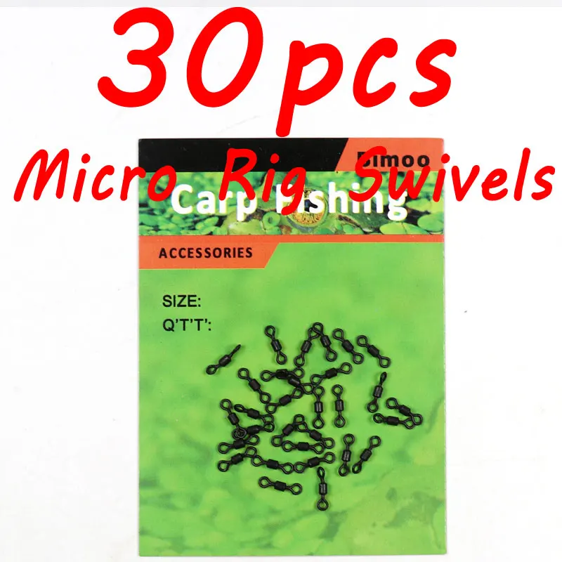 30pcs rig swivels Bimoo 30 шт. микро Вертлюги для ловли карпа для D-Rig Chod& шарнирные жесткие установки матовый черный рыболовный терминал аксессуар - Цвет: 30pcs rig swivels