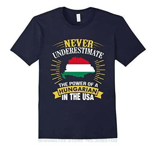 New Fashion Casual Cotton Short-sleeve Never Underestimate The Power Of A Hungarian In Usa T-shirt O-Neck Broadcloth | Мужская одежда
