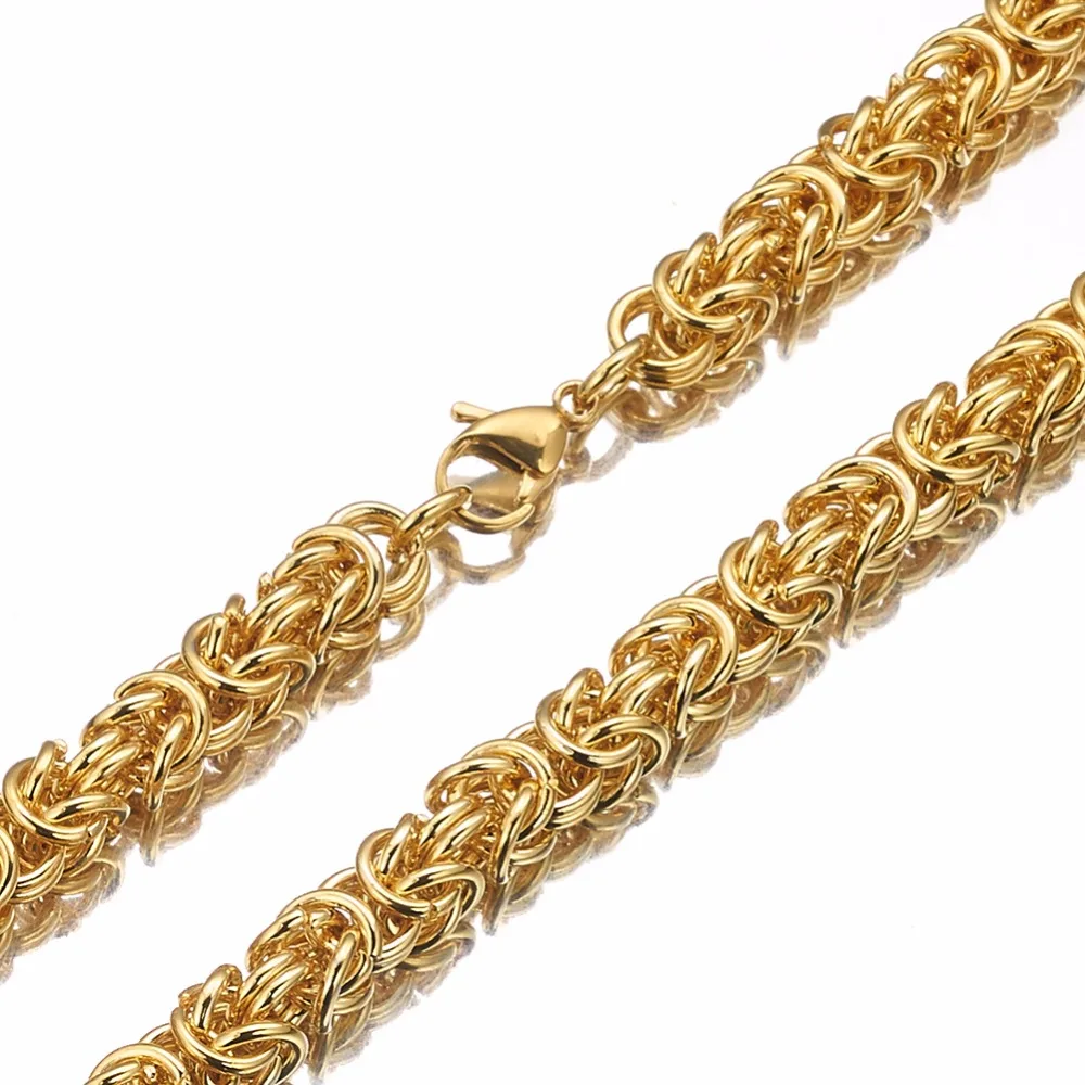 

7-40 Inches Custom Size Gold Color Necklace Or Bracelet For Cool Men Jewelry Stainless Steel Byzantine Chain Jewelry 6mm Wide