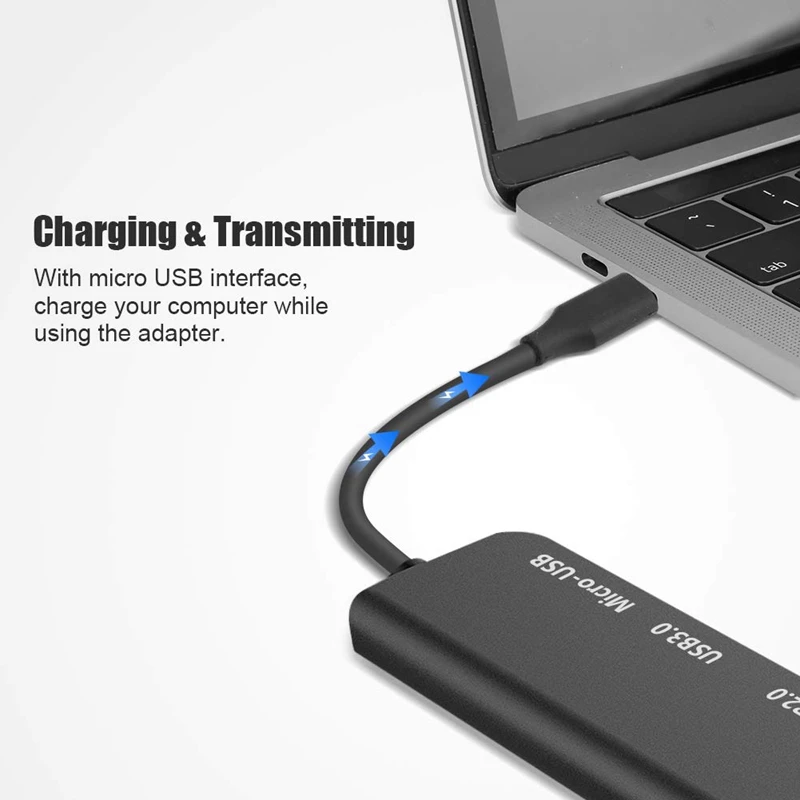 Usb C Hub 4 в 1 многопортовый адаптер Type на 4K Hdmi порт 3 0 и 2 Pd зарядный совместимый с Mackbook
