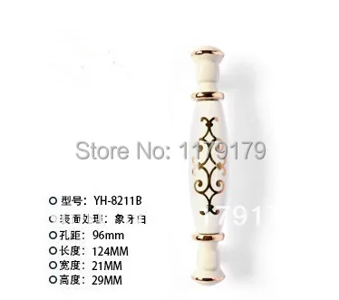 

96mm fashion ivory white furniture handle gold ceramic drawer kitchen cabinet handle white gold dresser cupboard door pull knob