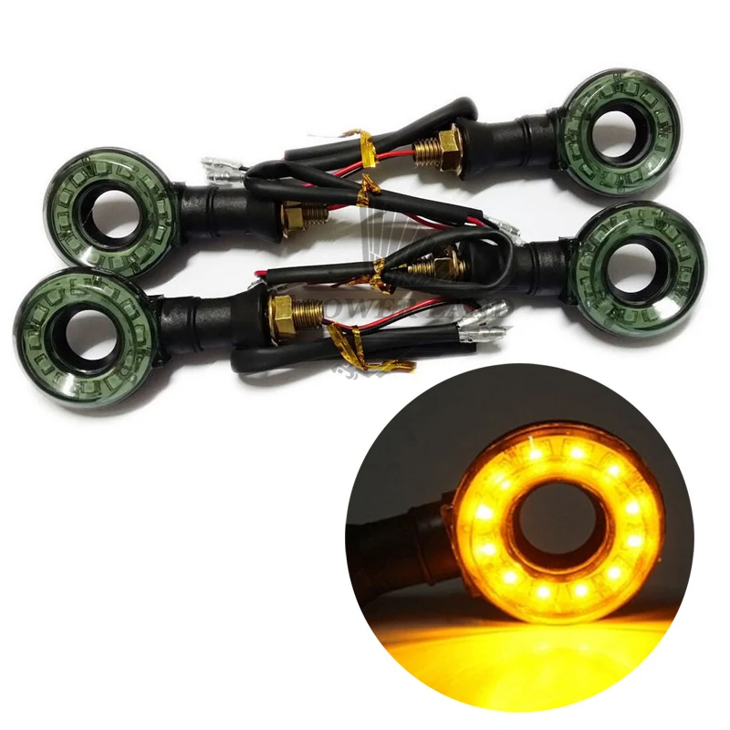 

4x Black 10mm 12V Round Front or Rear Turn Signal Indicator Lights Amber LED Light Blinker Universal Fit For Most Mototcycle