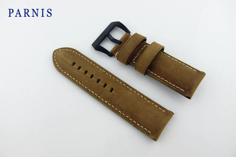 Ремешок для часов Parnis 26 мм из натуральной кожи с черной пряжкой|brand watch strap|watch