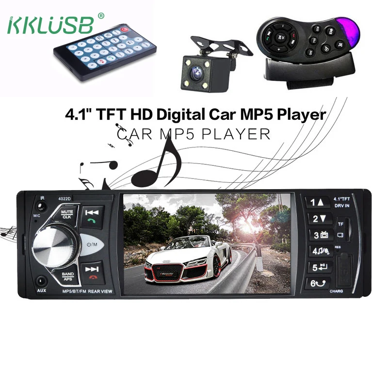 Автомагнитола Авто аудио стерео 4,1 дюймов 1 Din FM Bluetooth 12 В Поддержка камеры заднего вида USB FM MP4 MP5 USB SD TF Авторадио 4022D