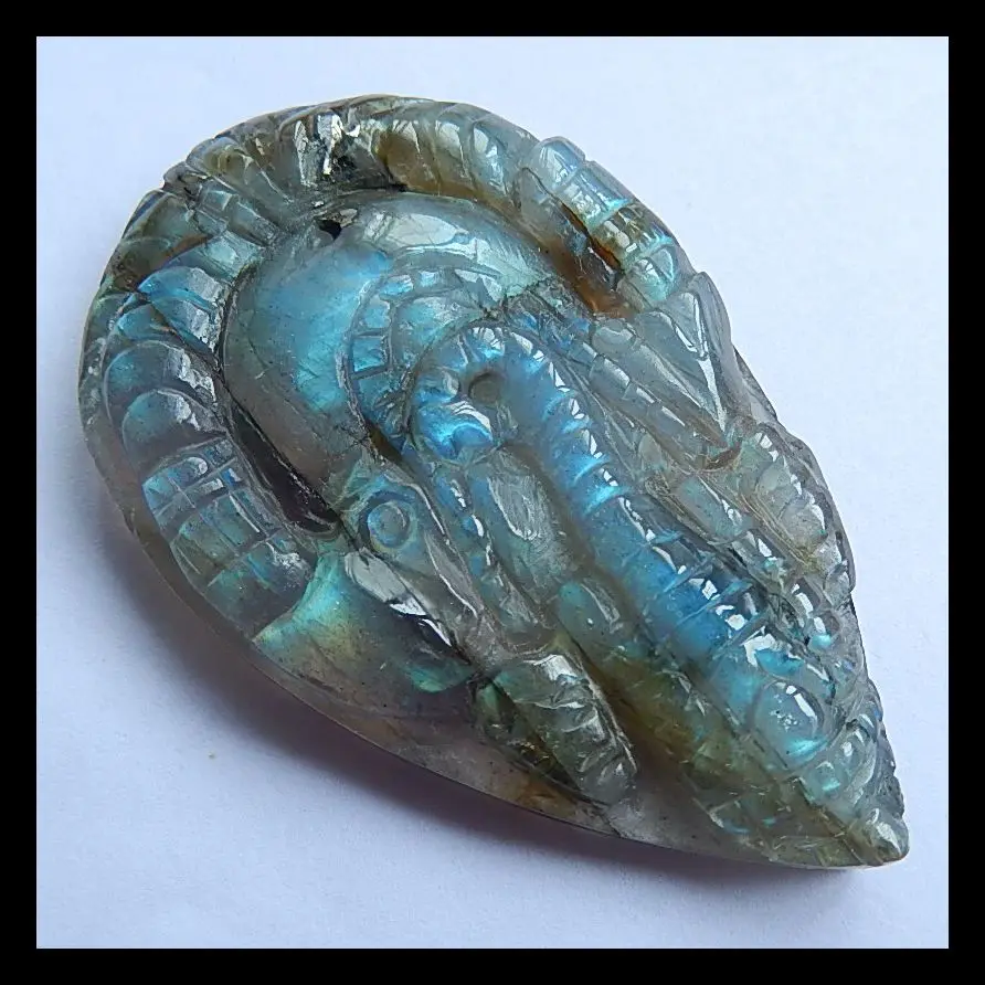 

New Design semiprecious stones Carved Animal Labradorite Cabochon,45*28*6mm,15.7g Natural Stone carved animal handicraft