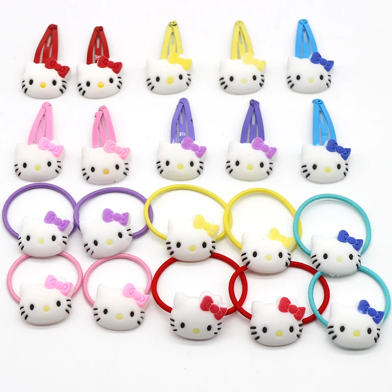 20pc/box Hello Kitty Elastic Hair Bands Unicorn Sponge Bob Storage Box Soft Plastic Cute Cartoon Hair Accessories For Kids Girls