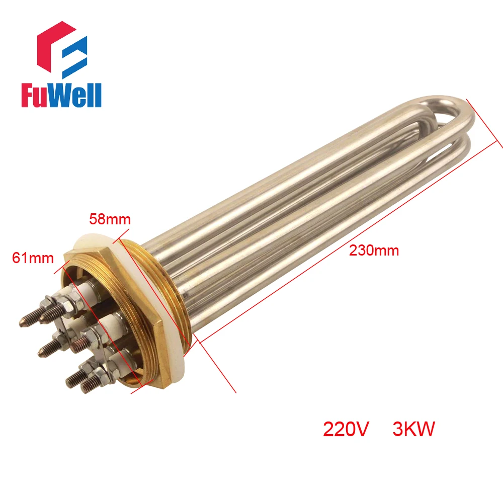 Нагревательная трубка с Медной головкой из нержавеющей стали 2 дюйма 220 В 3 кВт DN50