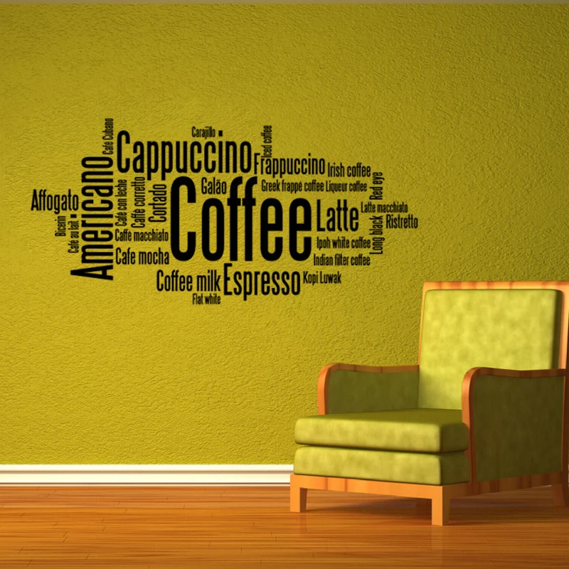 

Coffee rules Proverbs Vinyl Wall Stickers Home Decoration Living room Bedroom Wall Decals DIY Art Murals JG2698
