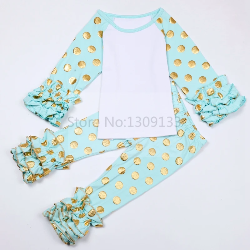 Желтого цвета в горошек Одежда из хлопка для маленьких девочек Украшенный