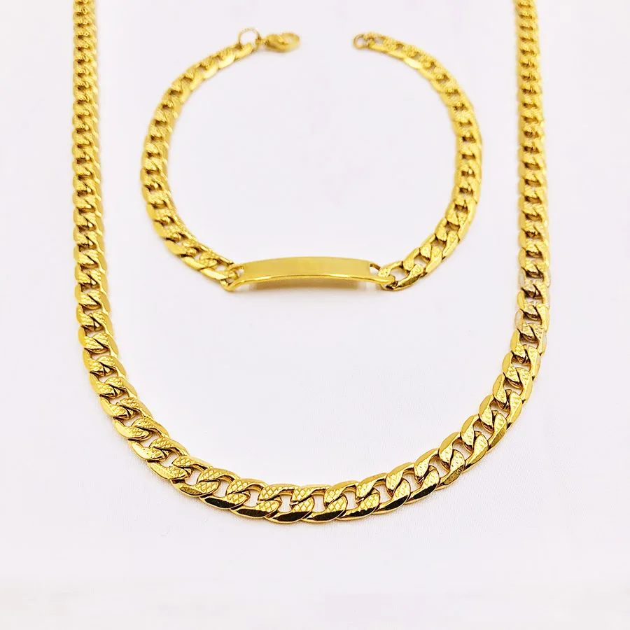 Huan Wen 6mm Bracelet Men Women Chain &amp Link Curb Amboss 1:1 Bracelets Necklaces Fashion Gold Silvery Stainless Steel NK061 | Украшения