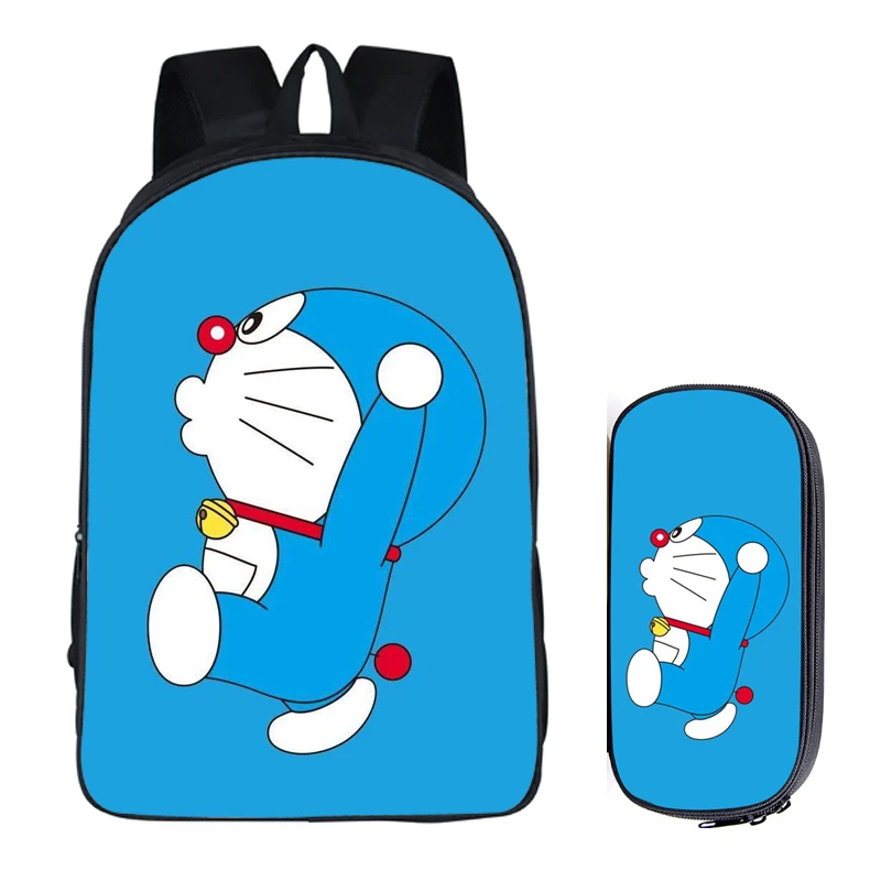 Кашемировая Толстовка Doraemon 2 шт. комплект с пенал для карандашей рюкзаки рукоделие принт классные школьные ранцы для мальчиков Дети Мужчины Книга сумка