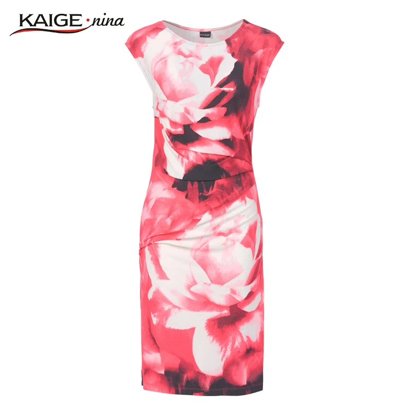 Новые Печатные Bodycon Платье Женщины Летние Платья Кайге. Нина Марка Плюс Размер