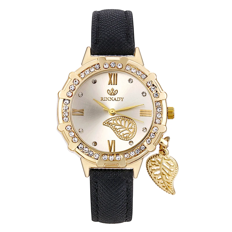 Женские деловые часы со стразами Модные кварцевые наручные для девушек