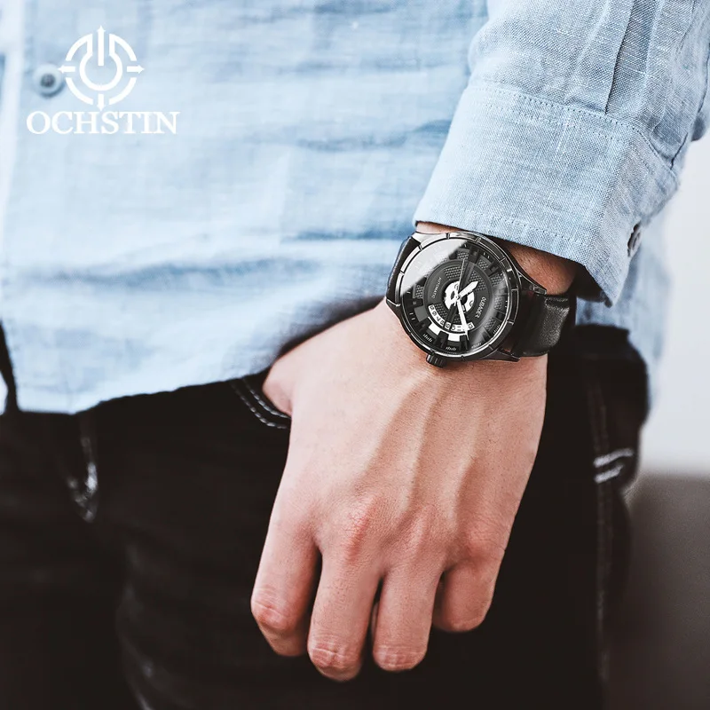 men's watch mens mechanical automatic wristwatch waterproof luxury oubaoer brand genuine leather man Citizen movement | Наручные часы