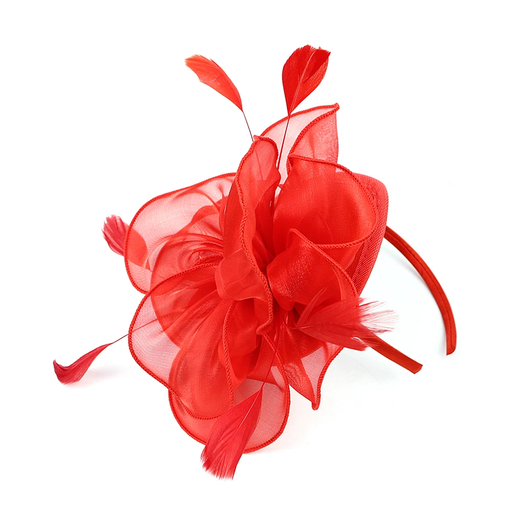 

Women Fashion Organza Fascinator Flower Cocktail Bridal Wedding Church Hat Elegant Party Hair Clip Headband Headdress