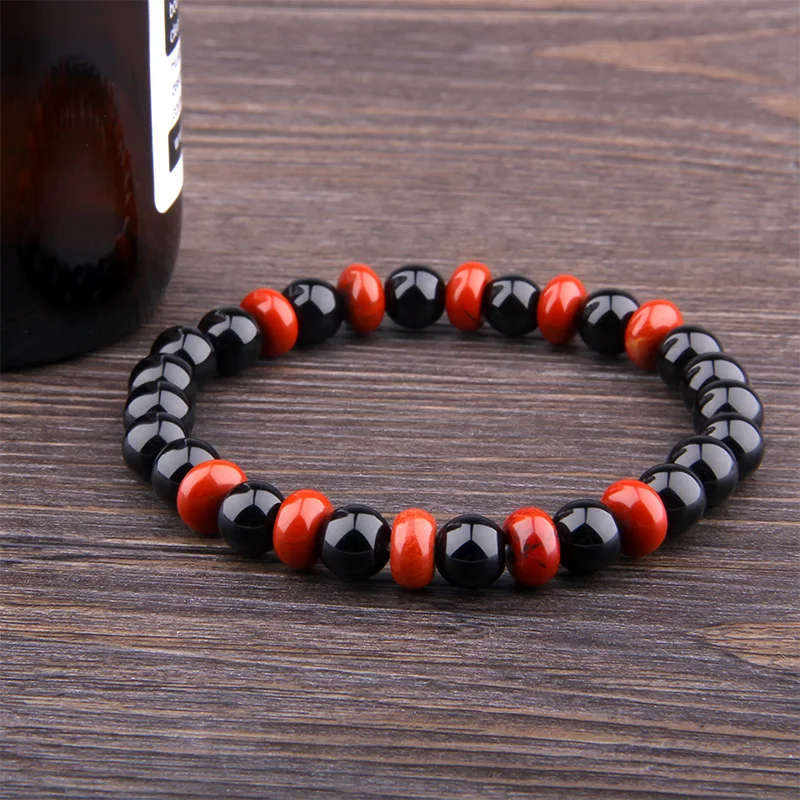 Natural Stone Onyx Crystal Strand Bracelet Men Fashion Abacus Beads Bracelets for Women Elastic Friendship Couple | Украшения и