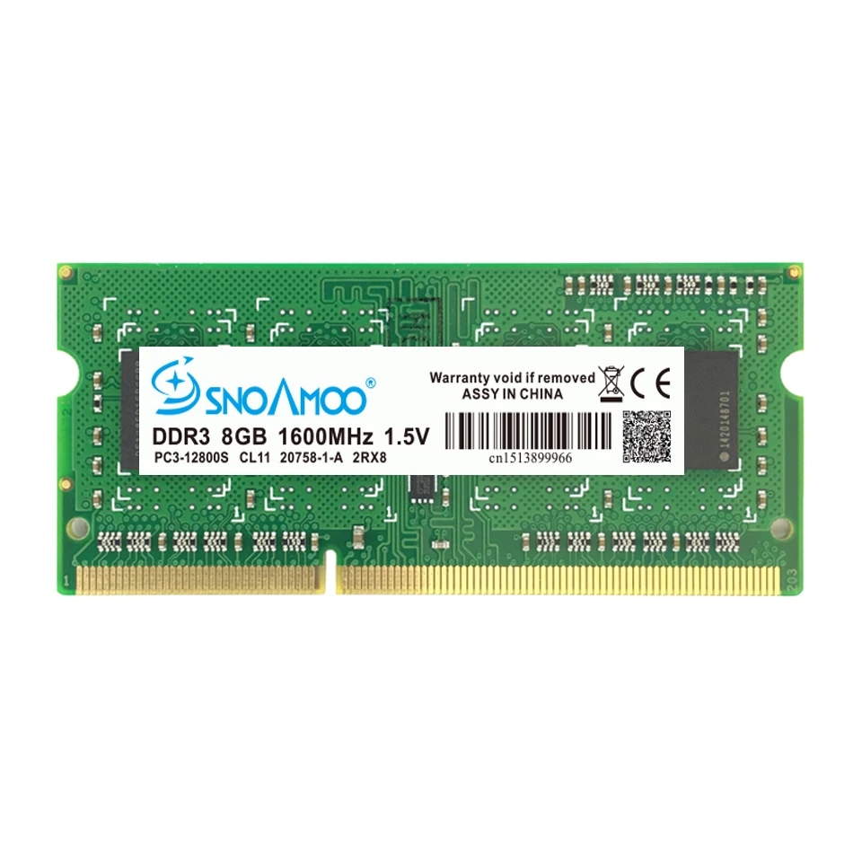 snoamoo ddr3 8gb 13331600 mhz memoria ram notebook memory pc3 10600s 204 pin 1 5v 2rx8 so dimm computer memory warranty free global shipping