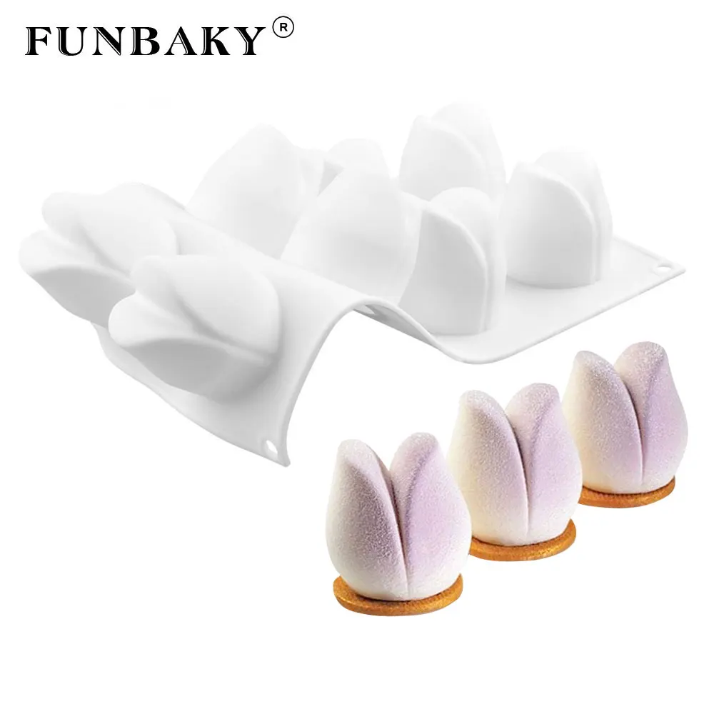 FUNBAKY 3D цветок тюльпана форма мусс десерт силиконовая форма для выпечки формы для выпечки инструменты для украшения