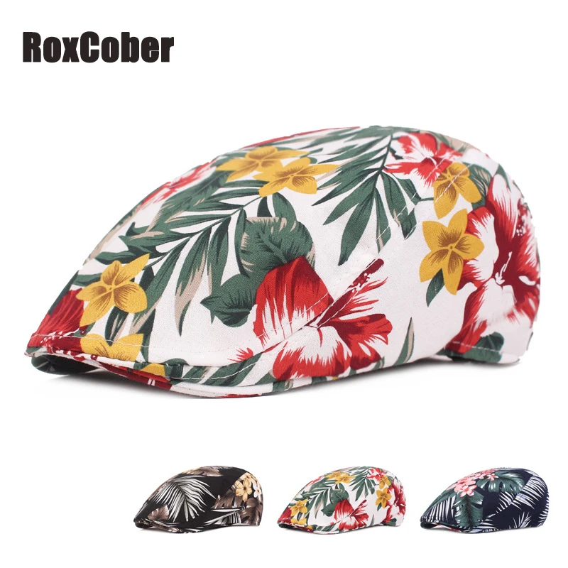 Женский берет с цветами RoxCober однотонный козырьком для путешествий и вождения
