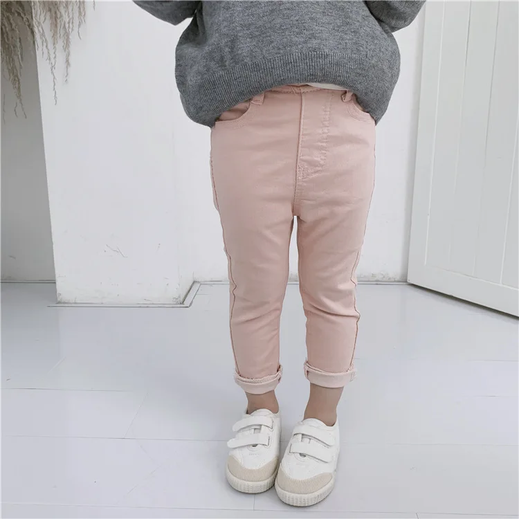 Новинка 2019 узкие штаны для девочек длинные детей на весну и осень Детские брюки
