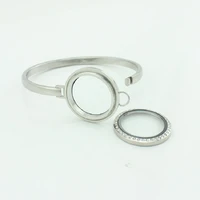 30mm screw silver stainless steel floating locket bangle with rhinestone twist living locket bangles bracelets 5pcs