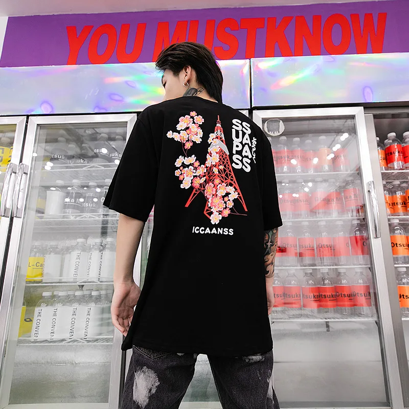Женская футболка с коротким рукавом Harajuku цветочным принтом 2019 летняя