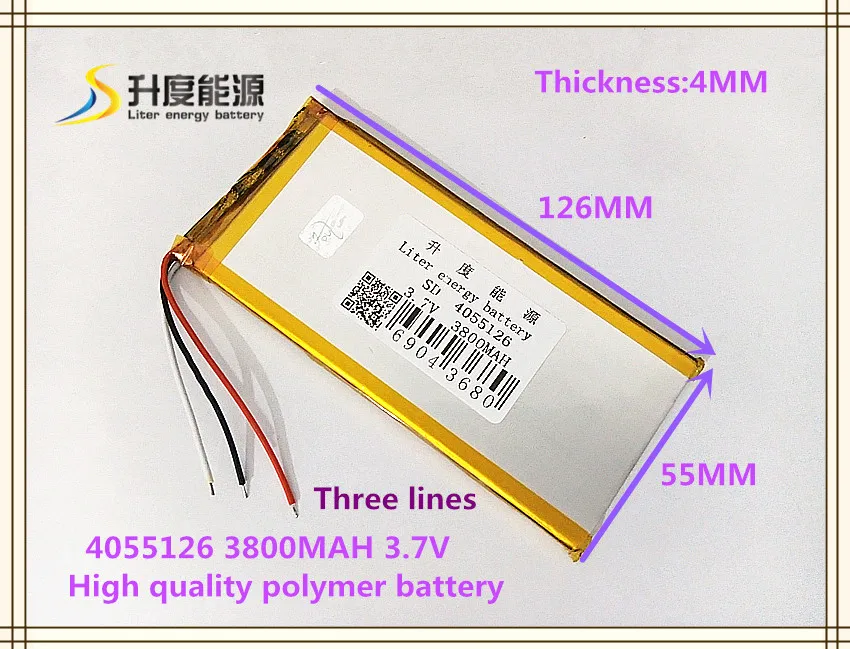 3 7 V 3800mAH 4055126 полимерный литий ионный/литий ионный аккумулятор для банка питания