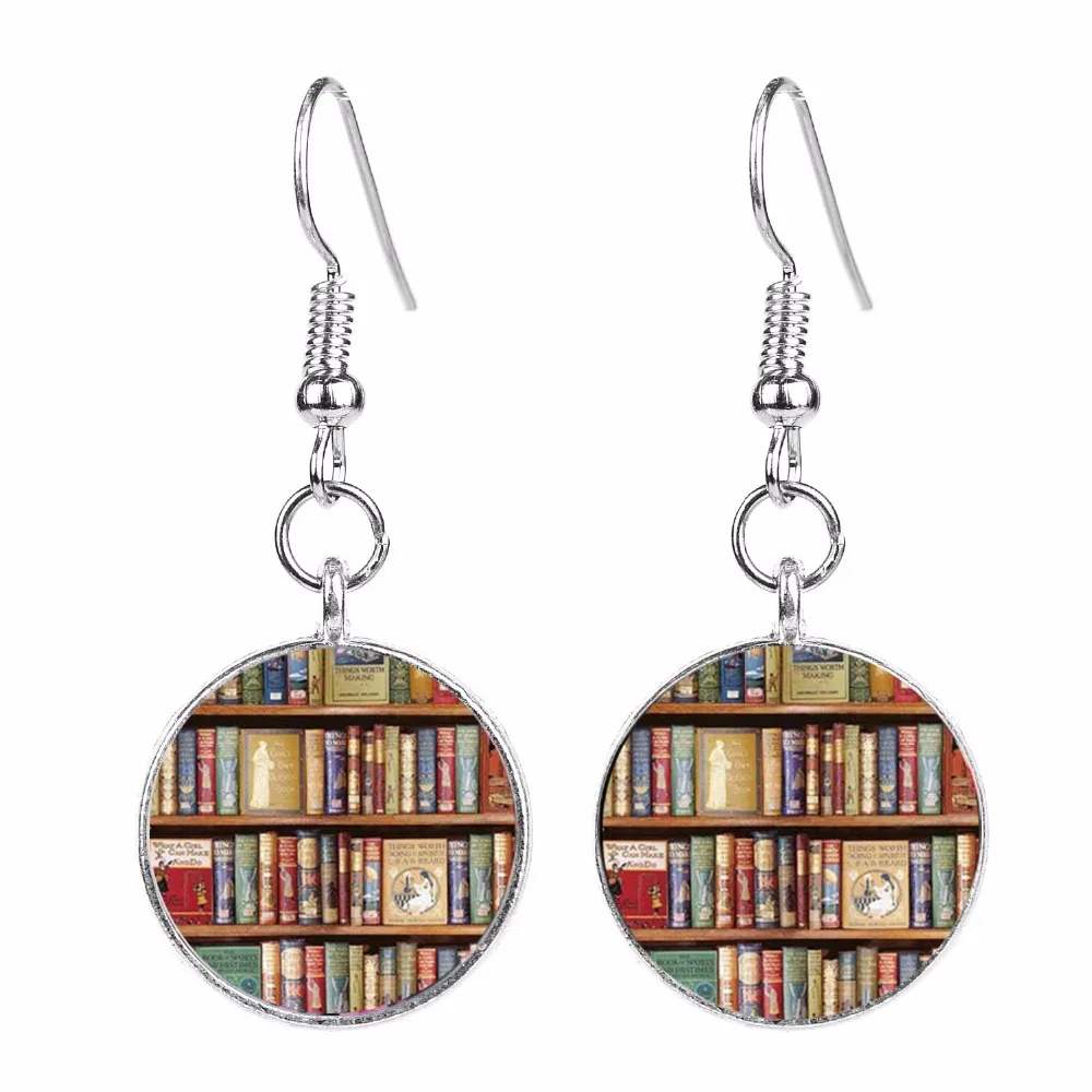 SONGDA Library Books забавные серьги винтажные книжные полки креативный принт стеклянные кабошон длинные серьги для Wmen Girl Books Nerd Brincos