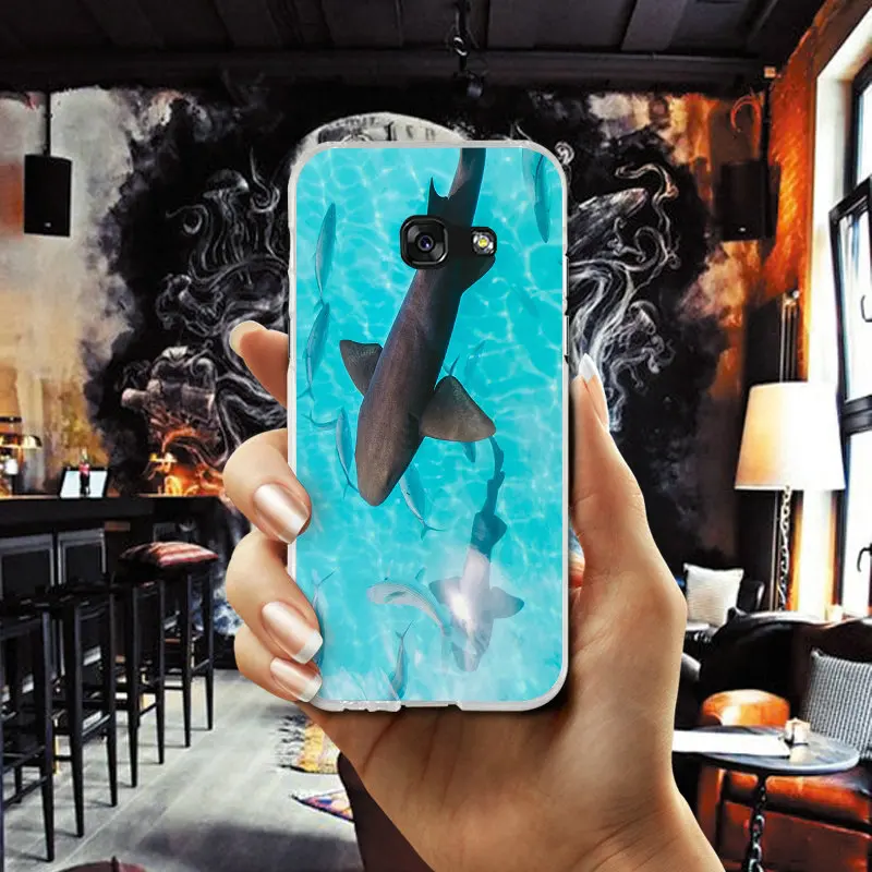 Ocean Fish Sharks Soft TPU Silicone cELL Phone Cases Bags For Samsung Galaxy A3 A5 A7 J1 J2 J3 J4 J5 J6 J7 2016 2017 2018 Cover |