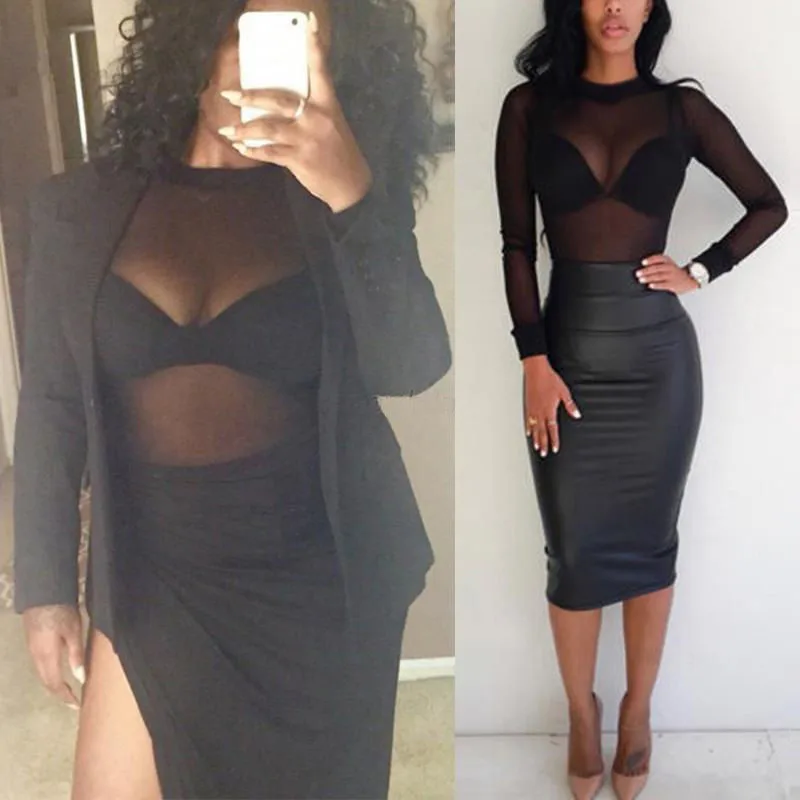 Женская прозрачная блузка с длинным рукавом свободного покроя | одежда