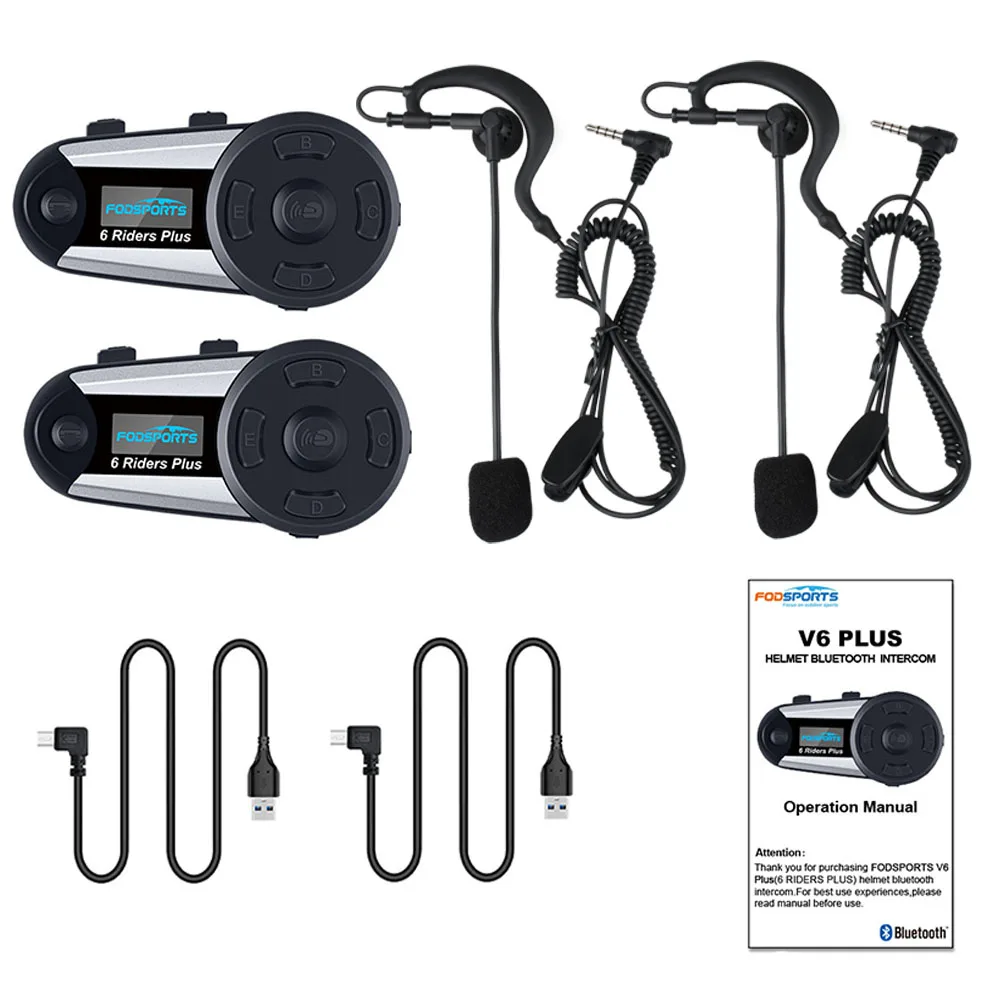 2 шт. V6 Plus 6 всадников 1200 м Bluetooth гарнитура беспроводная с крючком наушники костюм