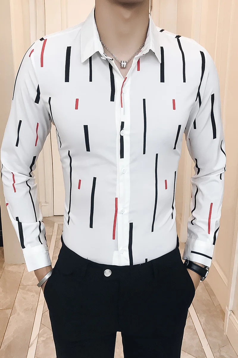 

Quality Men's Striped Shirt 2019 New Long Sleeve Slim Business Casual Classic Stripe Camisa Men's Social Evening Dress Shirt 5XL