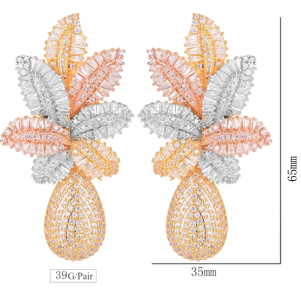 

missvikki Sweet Pineapple Shape Cute Earrings Rhinestone Leaf Bead Earrings For Woman Jewelry Boucle D'oreille Femme