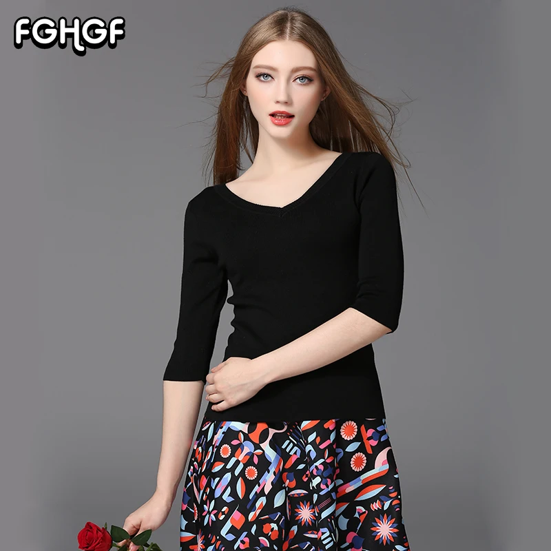 Fghgf тонкие элегантные женские офисные пуловер свитер Для женщин Лето три