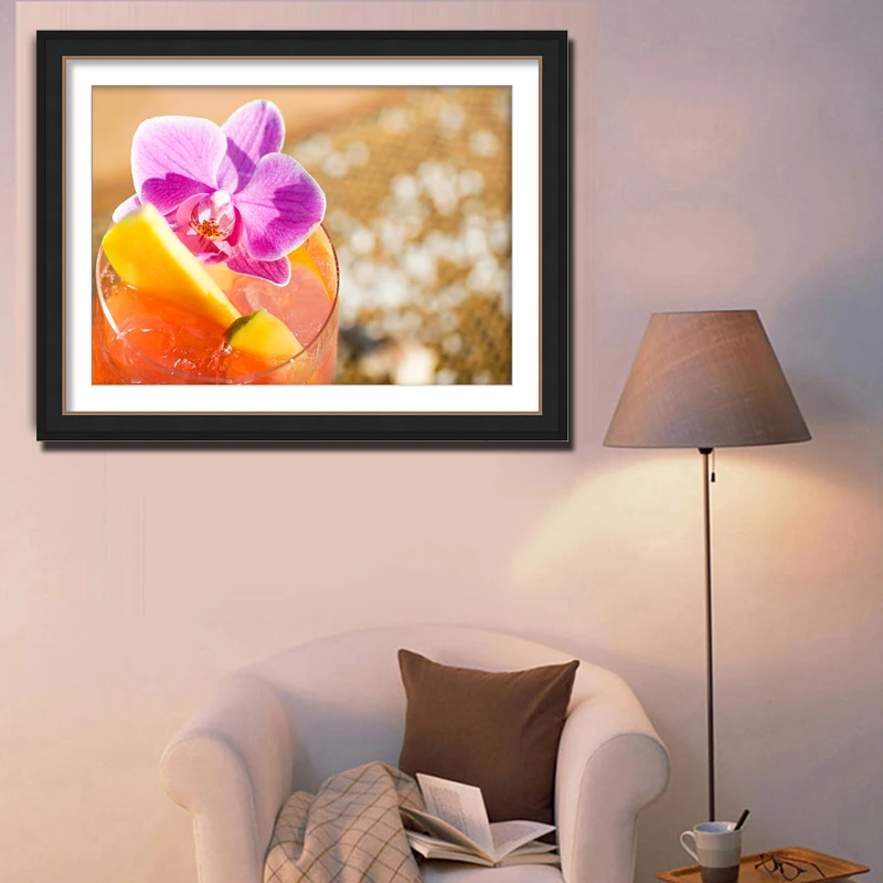 5D Diy Diamond Mosaic Purple Flowers Cross Stitch Fruit Round Embroidery Juice Picture Hobbies And Crafts 54*40cm | Дом и сад