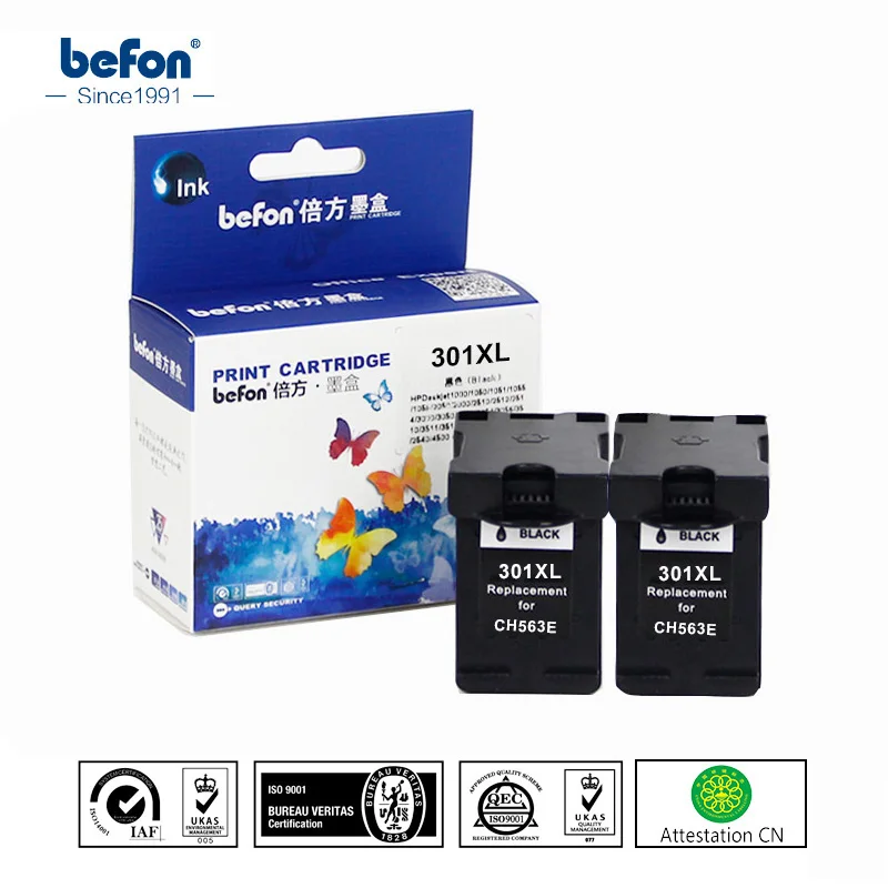 

befon X2 Compatible 301XL Cartridge Replacement for HP 301 HP301 Black Ink Cartridge Deskjet 1050 2050 3050 2150 3150 1010 1510