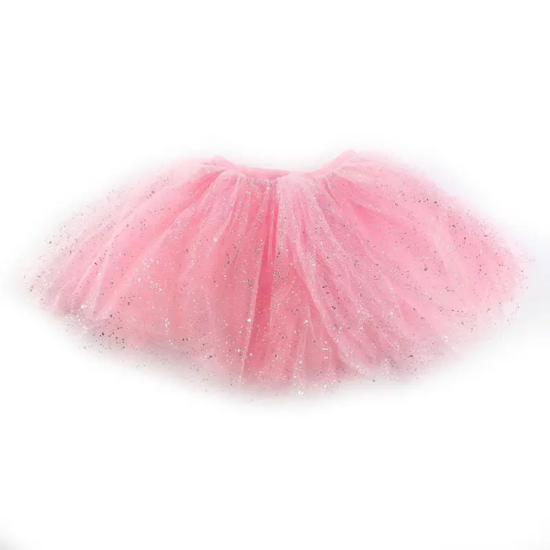 Pink NewestKids/вечерние юбки принцессы с блестками для девочек; детская блестящая фатиновая балетная Одежда для танцев; Детская короткая многослойная юбка для танцев - Цвет: Pink